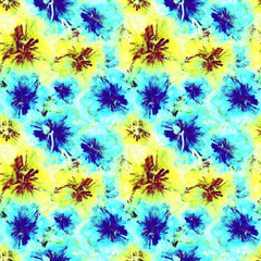 Floral Watercolor Pattern. Summer Vintage Flower Print. Modern Dress Design. Bud Repeating Wallpaper Design. Meadow Flowers Illustration. Spring Illustration for Textile. Exotic Flower. Hibiscus.