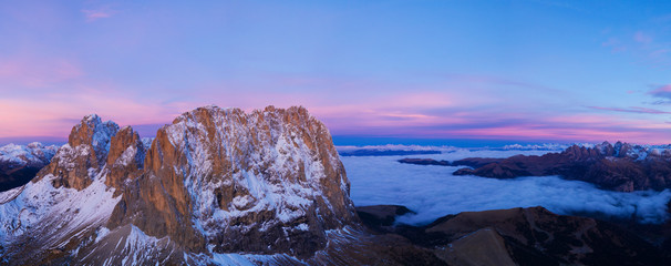 Beautiful Dolomites peaks panoramic view