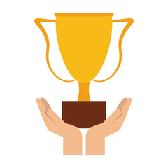 Hands with trophy cup