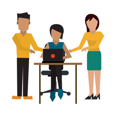 Business coworkers with laptop