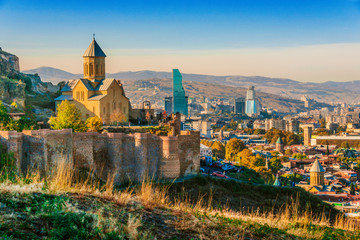 View of Narikala fortress in Tbilisi, the capital of Georgia - obrazy, fototapety, plakaty