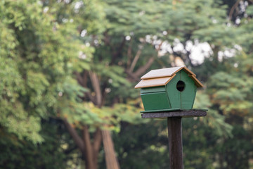 Squirrel house.a little home for a squirrel in park.