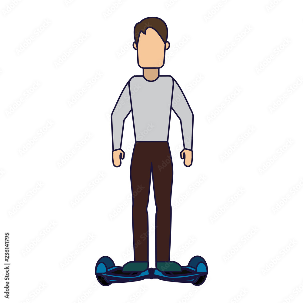 Sticker Man with hoverboard