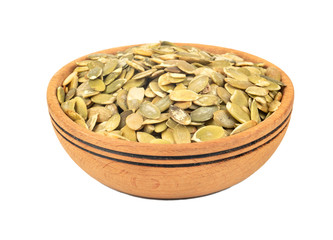 Pumpkin seed kernels in bowl