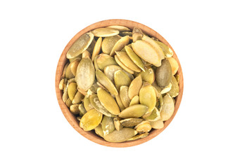 Pumpkin seed kernels in bowl