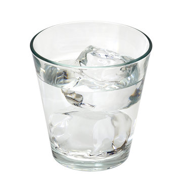 Glass of water with ice isolated on white background including clipping path