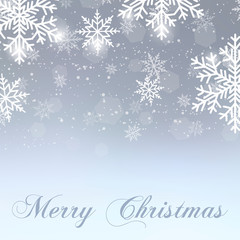 Merry Christmas greeting card with falling snowflakes.Vector