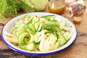 Vegetarian salad with cucumber and fennel