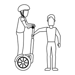 Friends with hoverboard black and white
