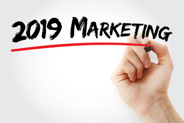 2019 Marketing for new business with marker, concept background