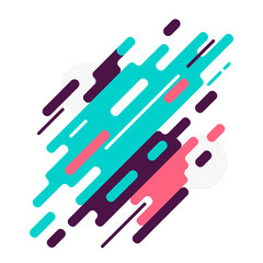 Modern abstract geometric background with various rounded linear figures. Vector illustration of a dynamic composition.