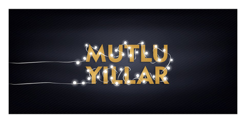 mutlu yillar. Translation from Turkish, Happy New Year, vector illustration.  1 January