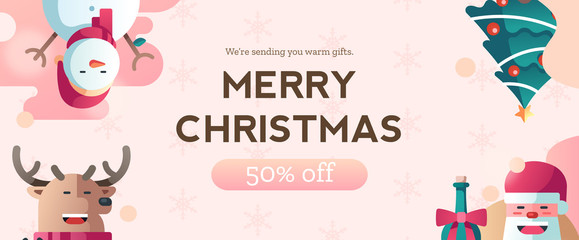 Christmas discount banner template mockup