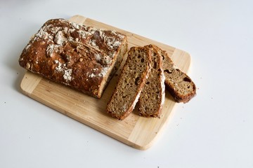 Tasty bread on the white background