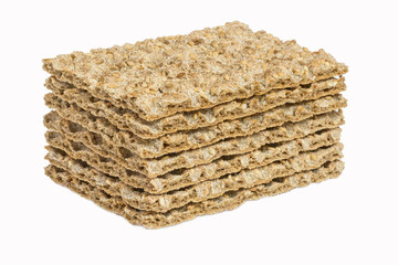 The healthy crispbread isolated on white background. Crispy dietary fitness bread. Food for weight loss.