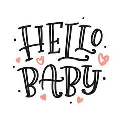 Hello baby poster. Hand made lettering © Artrise Stocker