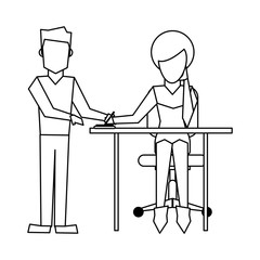 Business people working black and white