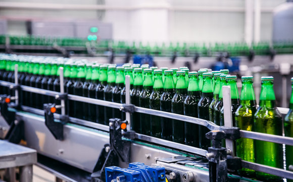 Beer bottles on the conveyor
