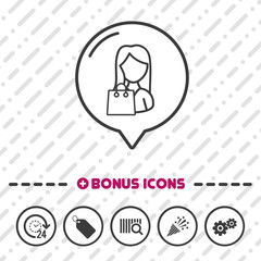 Woman with Shopping bag icon thin line Bonus Icons. Eps10 Vector.