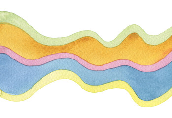 Abstract wave watercolor painted background. Paper texture. Isolated.