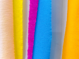 Colored paper strips decorate on board