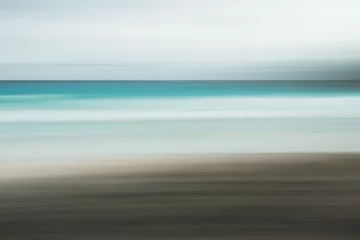 Fototapeten Grau Leerer Meer- und Strandhintergrund mit Kopienraum, lange Belichtung, Bewegungsunschärfe blauer abstrakter Vintage getönter Hintergrund mit Farbverlauf  © Aleksandr Matveev