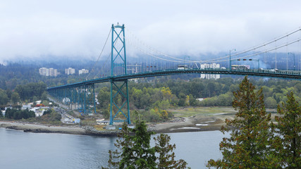 Scene of the Lions Gate Bridge, Vancouver, Canada