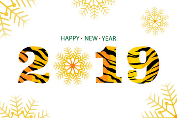 Happy New Year 2019 celebration card design with snowflakes