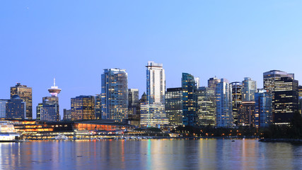 Fototapeta na wymiar Sunset view of Vancouver, Canada downtown