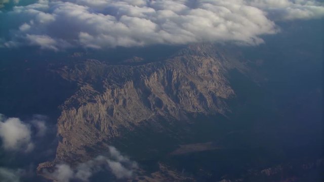 beautiful fast-sailing clouds on a Sunny day, shooting from aircraft