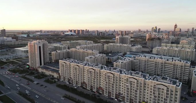 Aerial cityscape Panoramic view of Almaty city, Kazakhstan.
