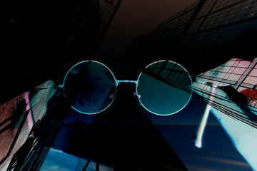 Abstract background of round glasses