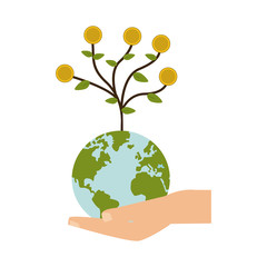 Money plant on world