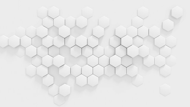 Chaotic extruded white honeycomb 3d render