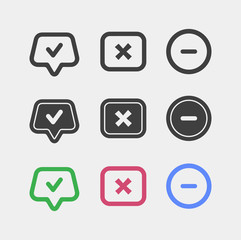 Yes, No Vector Icon Set. Vote Flat Icons.