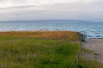 landscape with lake and blue sky
