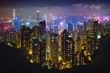 Fototapeta premium Hong Kong skyscrapers skyline cityscape view
