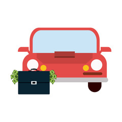 Car and briefcase with money