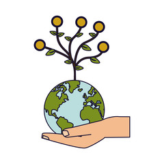 Money plant on world