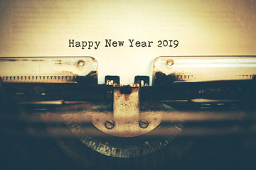 Happy New Year 2019 words with Vintage Typewriter