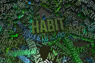 Obraz premium Colorful 3D rendering. Abstract shape composition, geometric structure block. Wallpaper for graphic design. Habit.