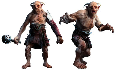 Trolls , ogres or giants 3D illustration - obrazy, fototapety, plakaty