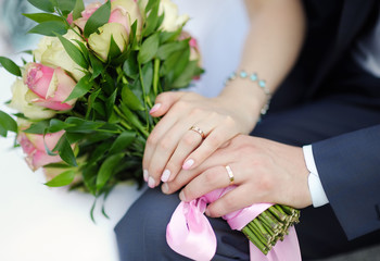 Bride and groom hands