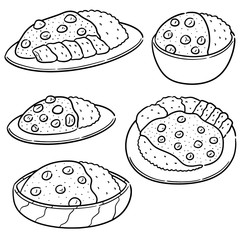 vector set of curry rice