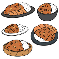 vector set of curry rice