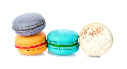 Macaron or macaroon isolated on white background.