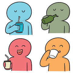 vector set of man drinking
