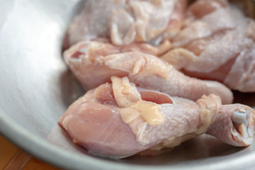 Raw chicken meat in bow,Top view