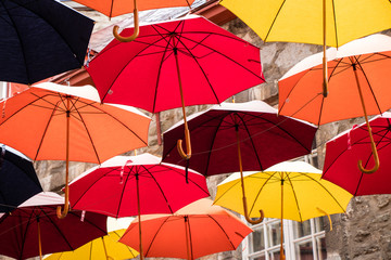 Colourful umbrellas in the sun