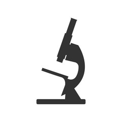 Microscope icon, silhouette. Vector illustration, flat design.